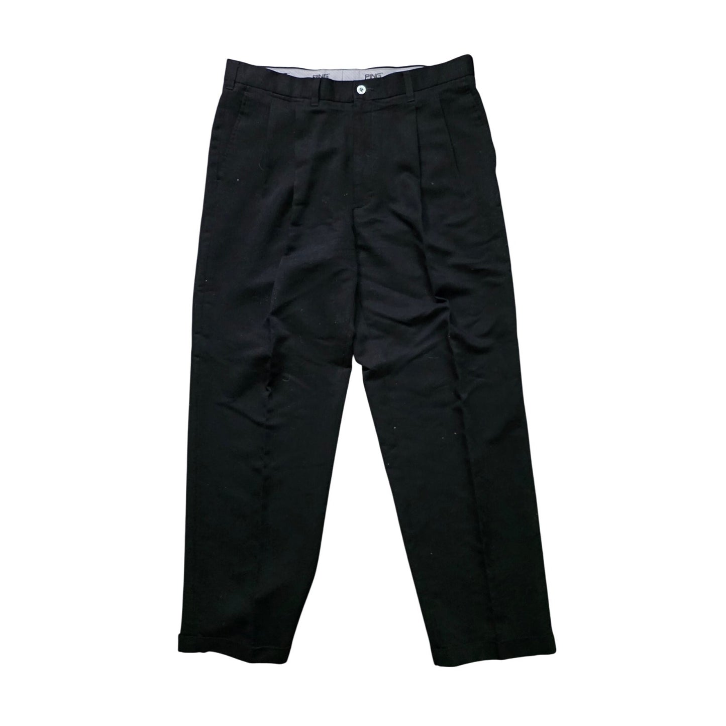 Ping Golf Performance Pants Men’s 36x32 Black Chino Cuffed Pleated