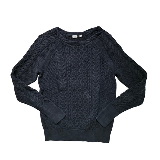 GAP Cable Knit Pullover Sweater Women’s M Black Cotton Crewneck