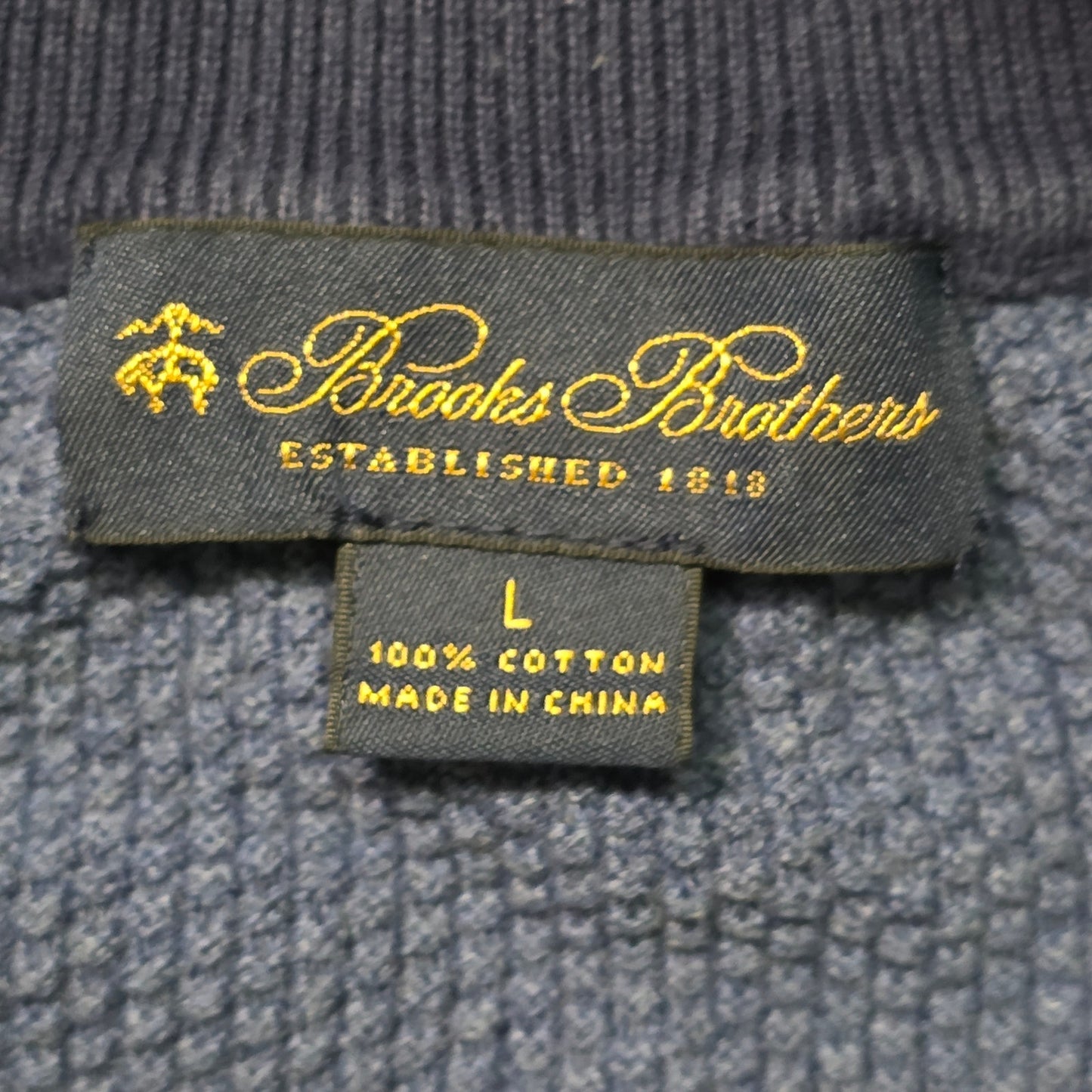 Brooks Brothers Rugby Stripe 1/2-Zip Sweater Men’s L Blue Cotton Knit Pullover