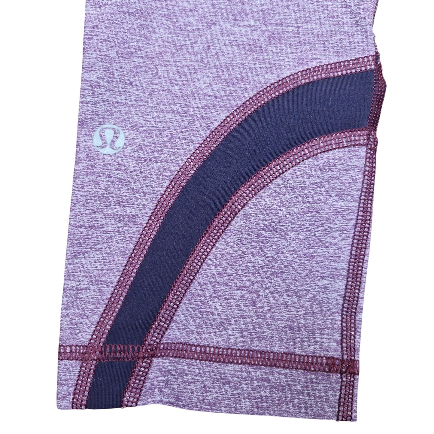 Lululemon Run Inspire Crop II Leggings Striped Back Zip Purple Women's Size 4