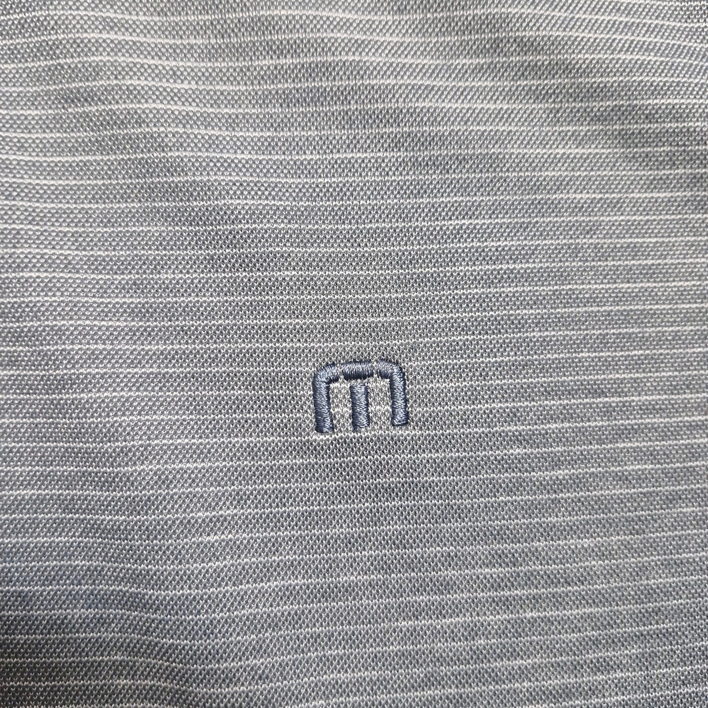 TravisMathew Polo Shirt Men’s Large Navy Blue Stripes Short Sleeve Golf