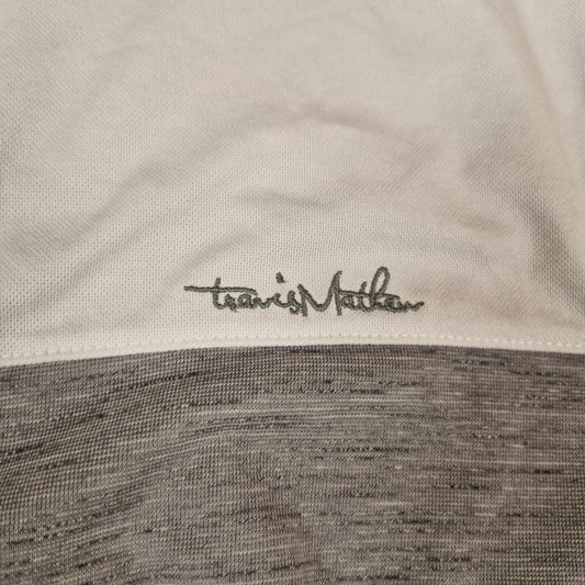 Travis Mathew Golf Polo Shirt Men’s Small White Grey Performance Stretch