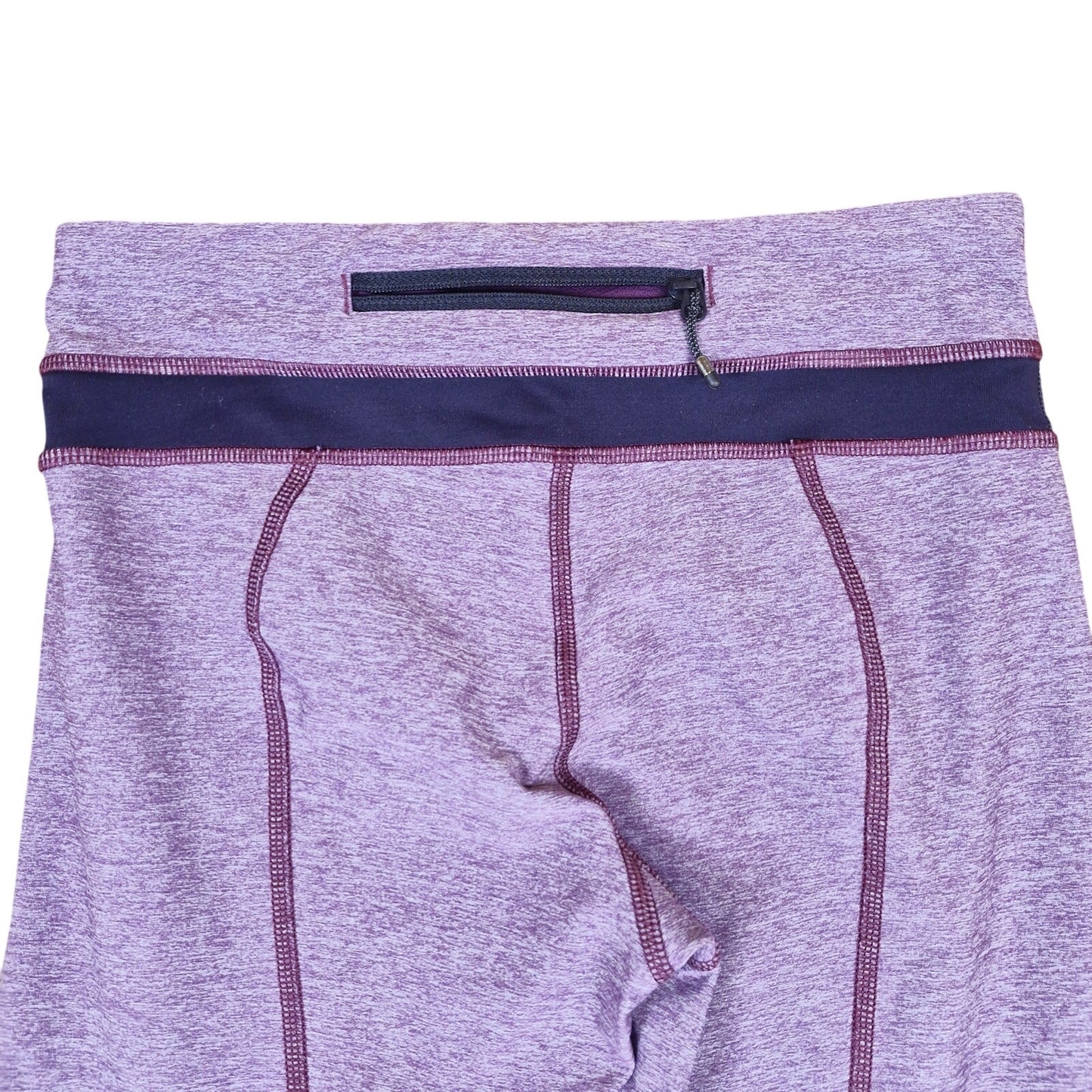 Lululemon Run Inspire Crop II Leggings Striped Back Zip Purple Women's Size 4