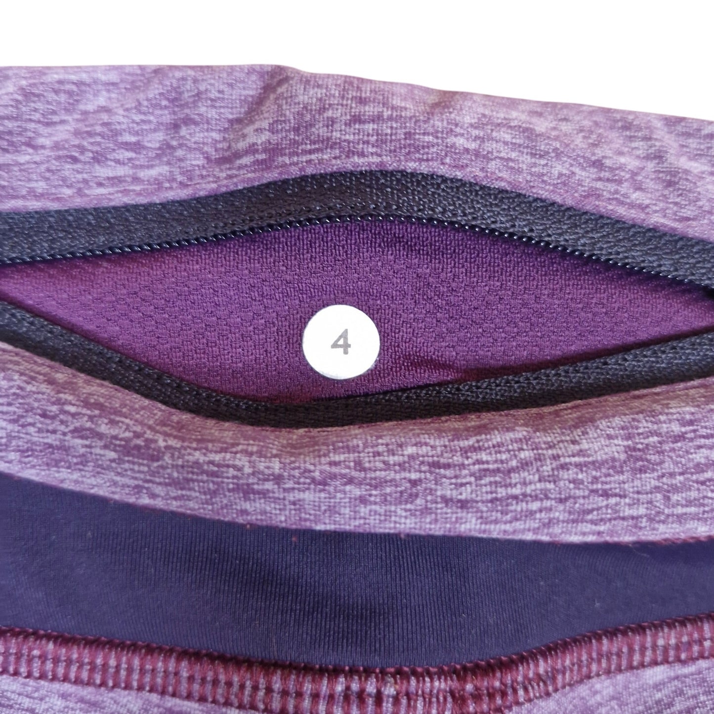 Lululemon Run Inspire Crop II Leggings Striped Back Zip Purple Women's Size 4