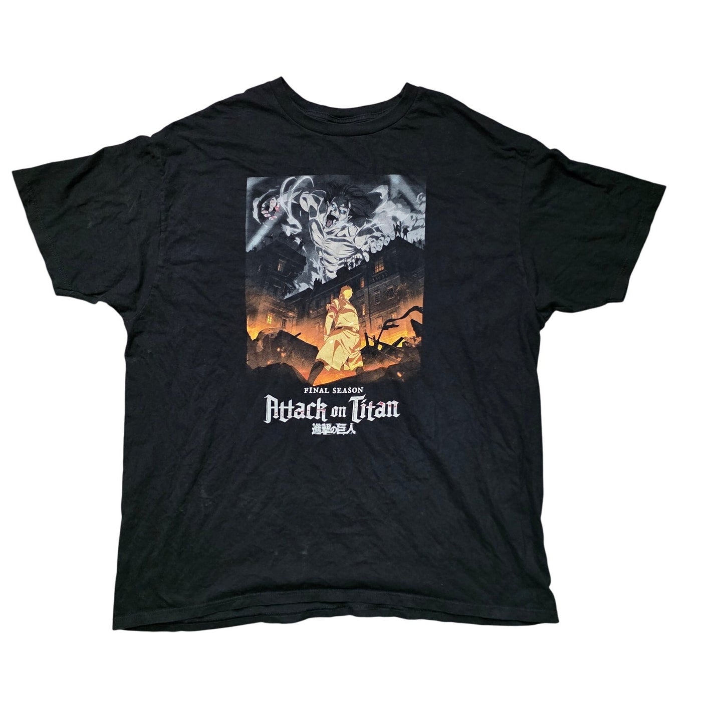 Attack On Titan Final Season Eren Titan T-Shirt Men’s 2XL Black Anime Graphic