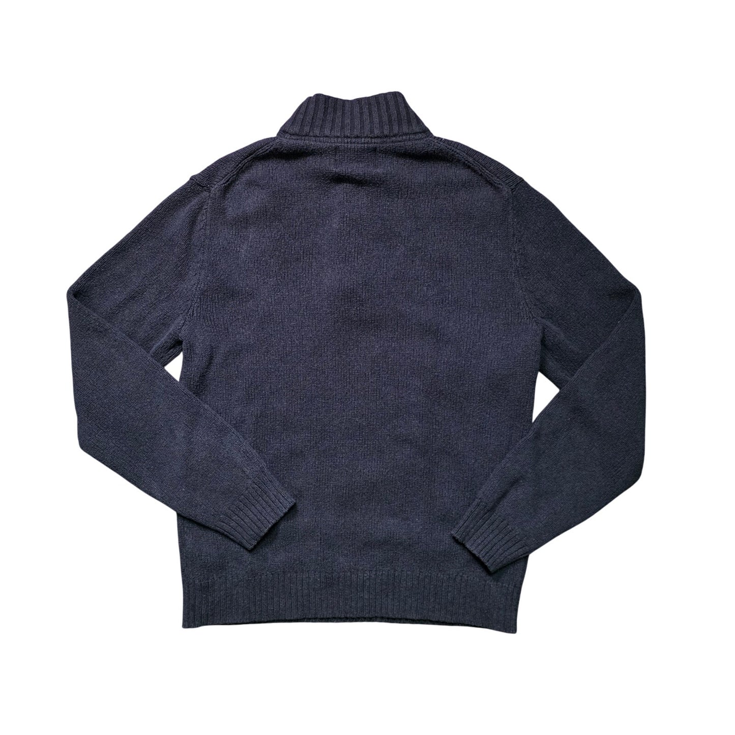 Old Navy Sweater Men’s M Navy Blue Henley Knit Long Sleeve High Neck Cotton Wool