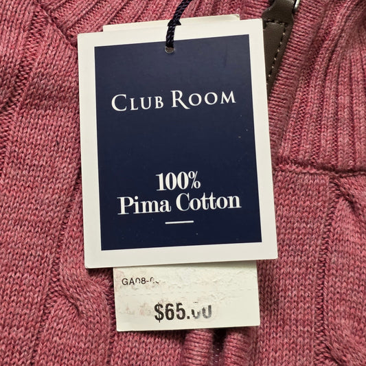 Club Room Quarter-Zip Sweater Men XXL Red Cotton Cable Knit