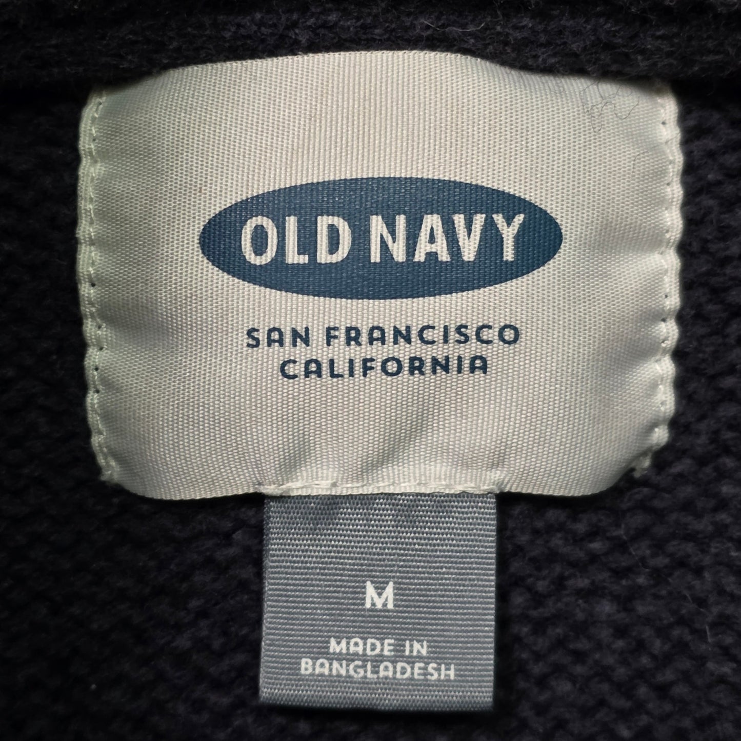 Old Navy Sweater Men’s M Navy Blue Henley Knit Long Sleeve High Neck Cotton Wool