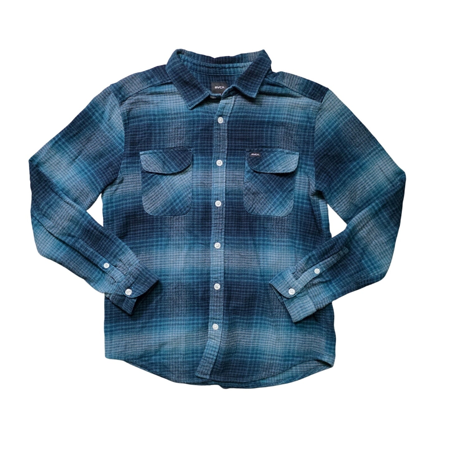 RVCA Balance Long Sleeve Flannel Shirt Men’s M Horizon Blue Plaid