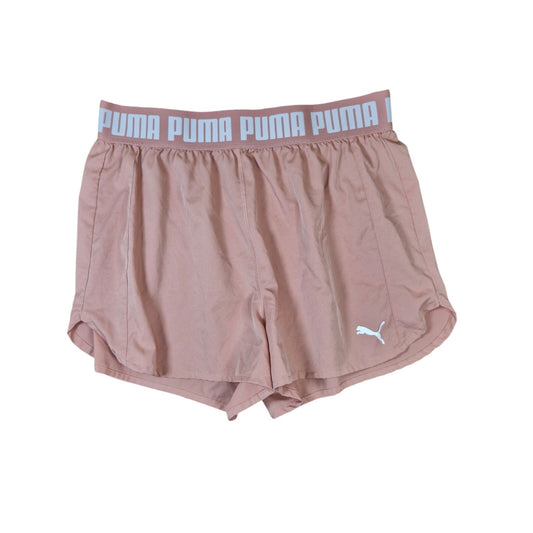 Puma Running Shorts Women L Pink Peach Mesh Lined Elastic Waist Athletic Gym