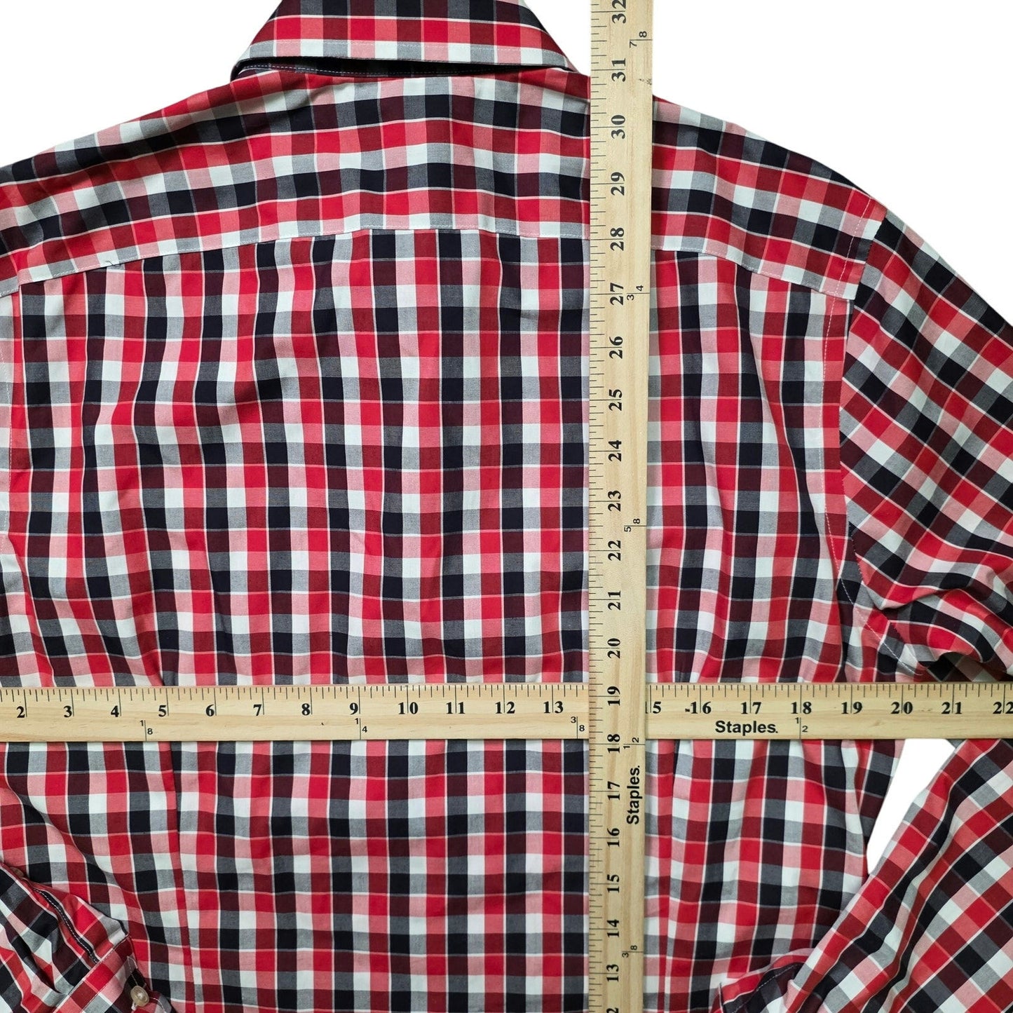 Banana Republic Non-Iron Tailored Slim Fit Crawford Check Shirt Men’s M Red