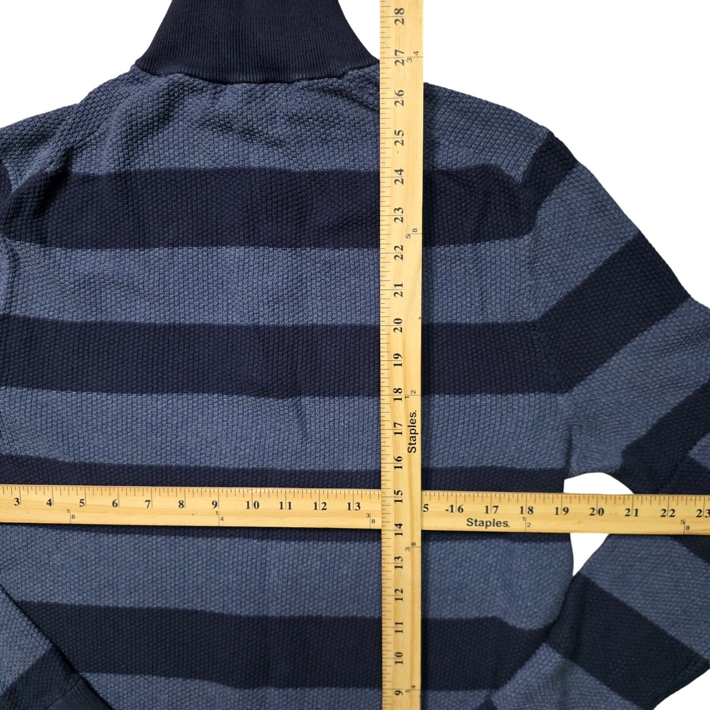 Brooks Brothers Rugby Stripe 1/2-Zip Sweater Men’s L Blue Cotton Knit Pullover